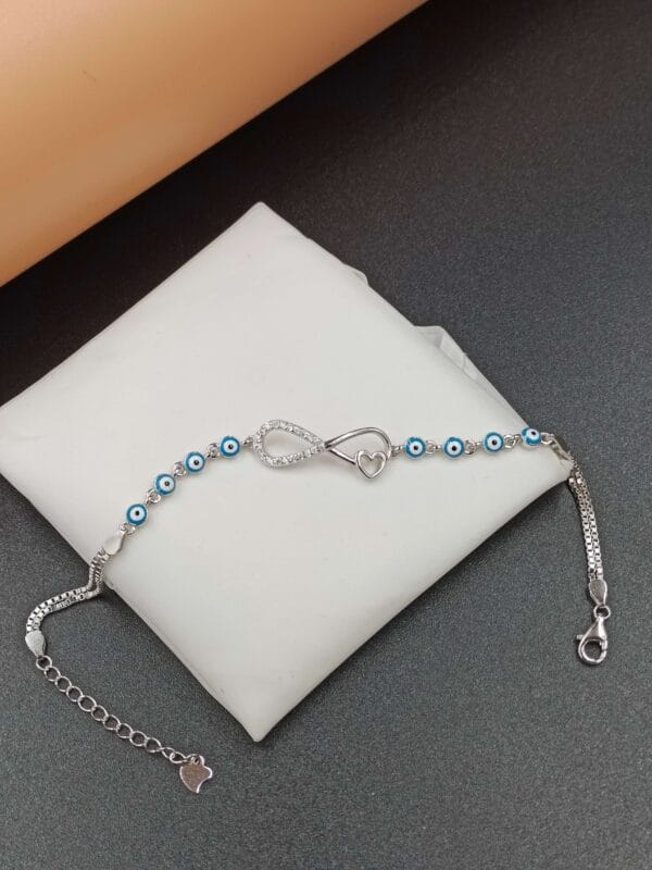 Evil Eye Infinity Bracelet with Heart Charm