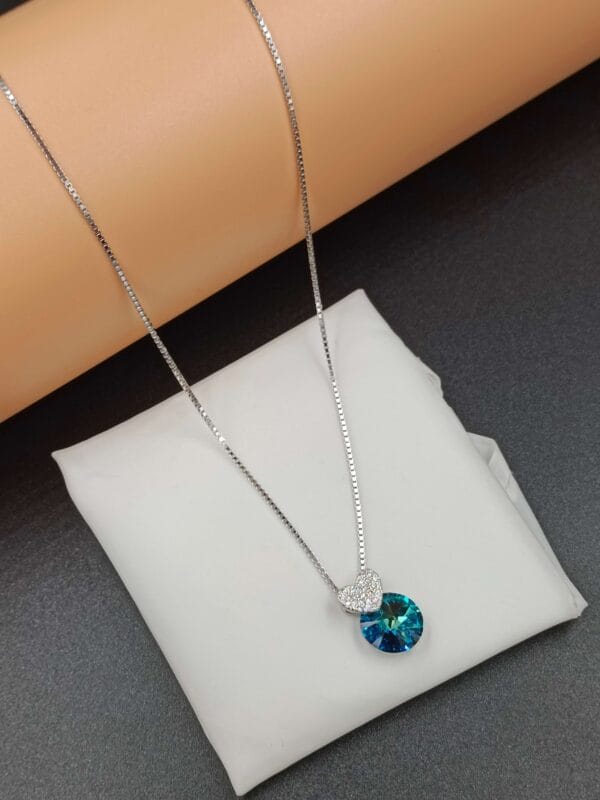 Elegant Heart Chain with Blue Gemstone