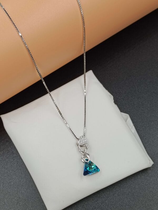 Elegant Triangle Chain with Blue Gemstone