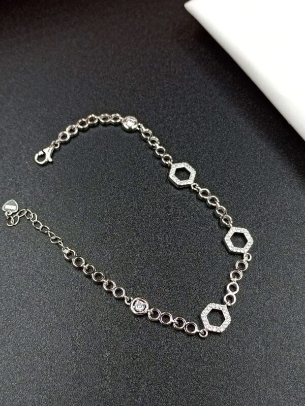 Delicate Silver Bracelet with Hexagon Design