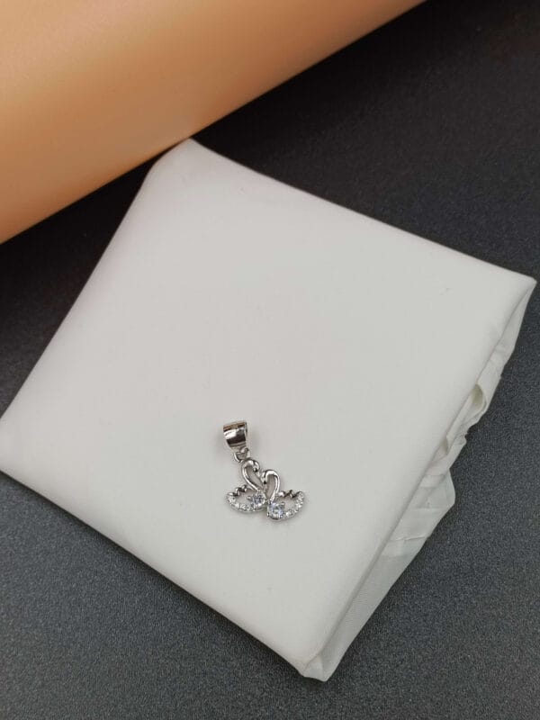 Diamond Studded Silver Swan Pendant