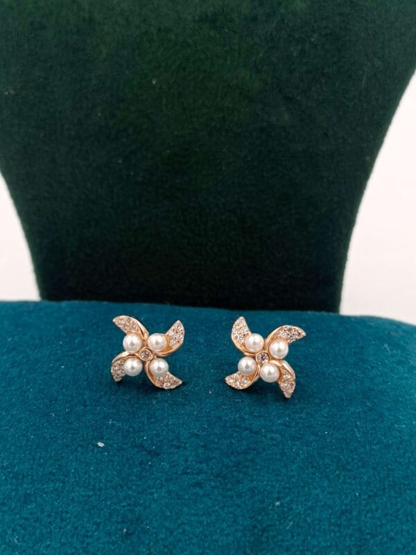 Delicate Flower Shaped Pearl Earrings