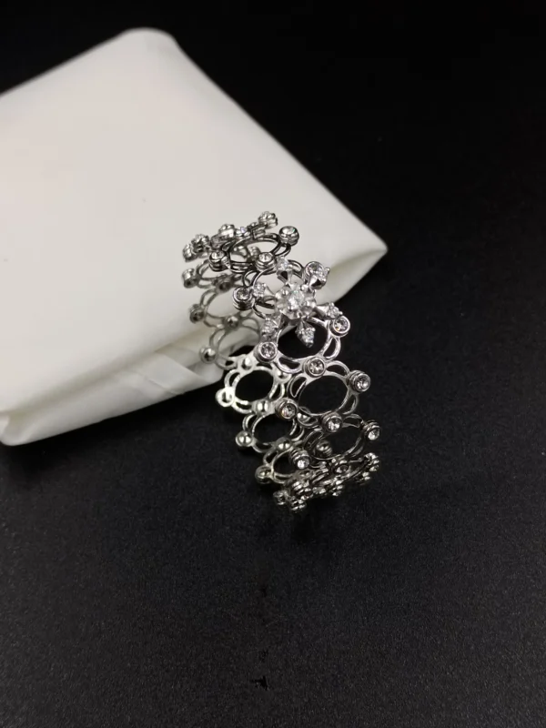 Adjustable Silver Kada with CZ Circles