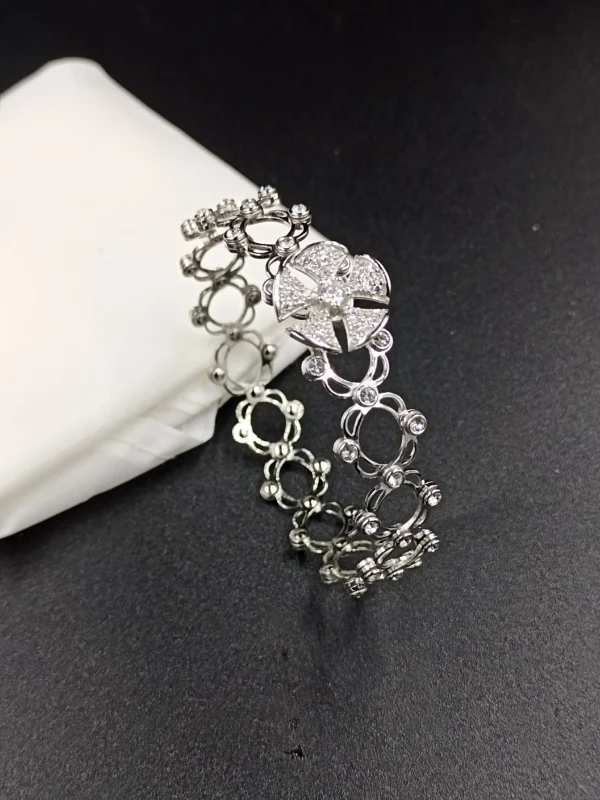 Adjustable Silver Kada with Radiant Circle
