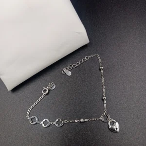Lightweight Silver Bracelet with Hear Charm
