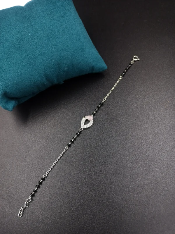 Mangalsutra Silver Bracelet with Teardrop Charm