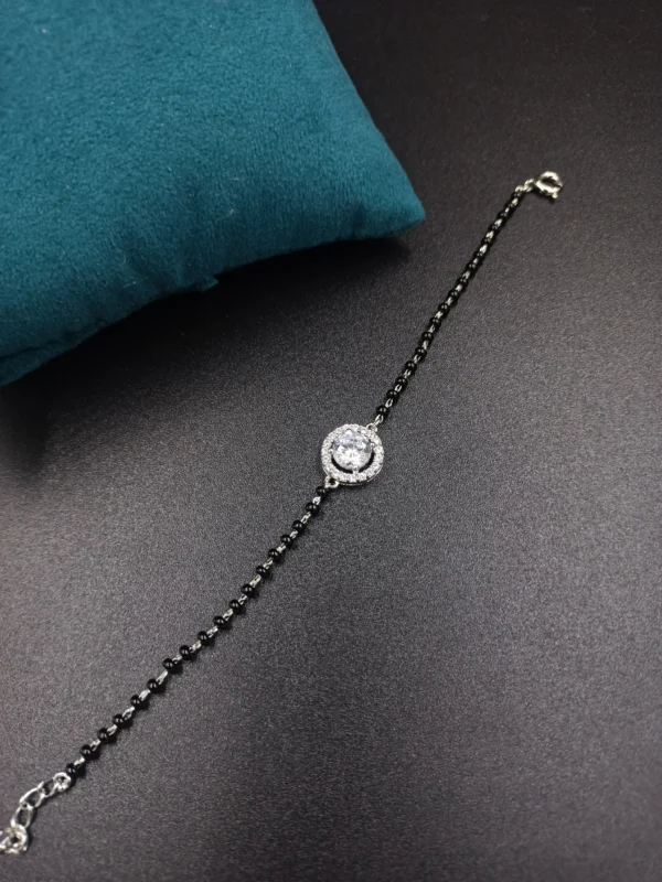 Mangalsutra Silver Bracelet with Halo Charm