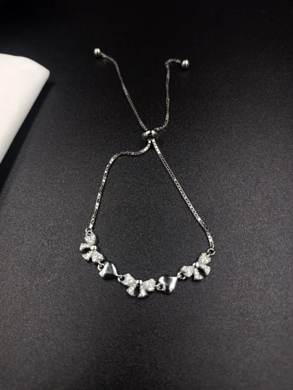 Adjustable Silver Bracelet with Butterflies