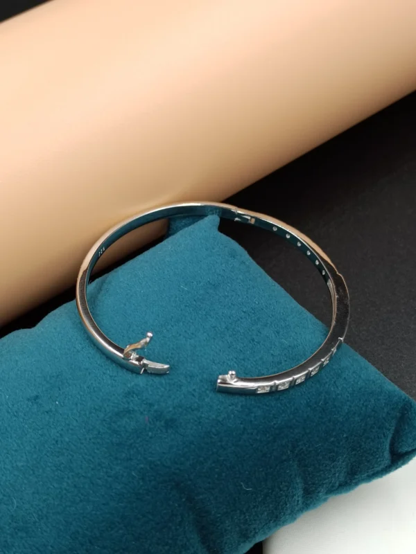 Elegant Silver Kada with Blue Gem