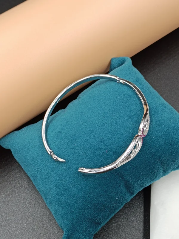 Pink Swirl Silver Kada for Women