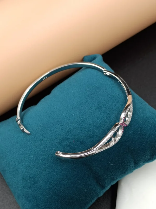 Pink Swirl Silver Kada for Women