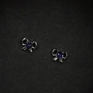 Bow Design Stud Silver Earrings for Women