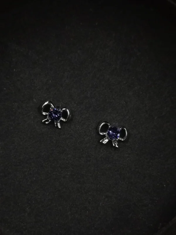 Bow Design Stud Silver Earrings for Women