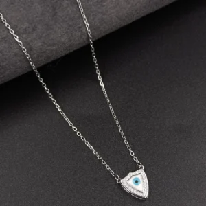 Silver Chain with Triangle Evil Eye Charm