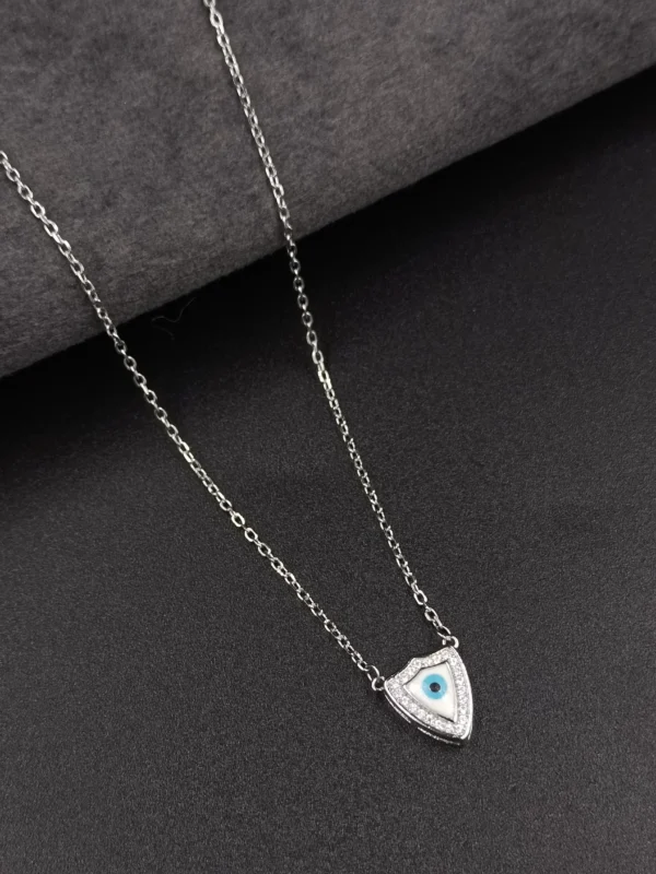 Silver Chain with Triangle Evil Eye Charm
