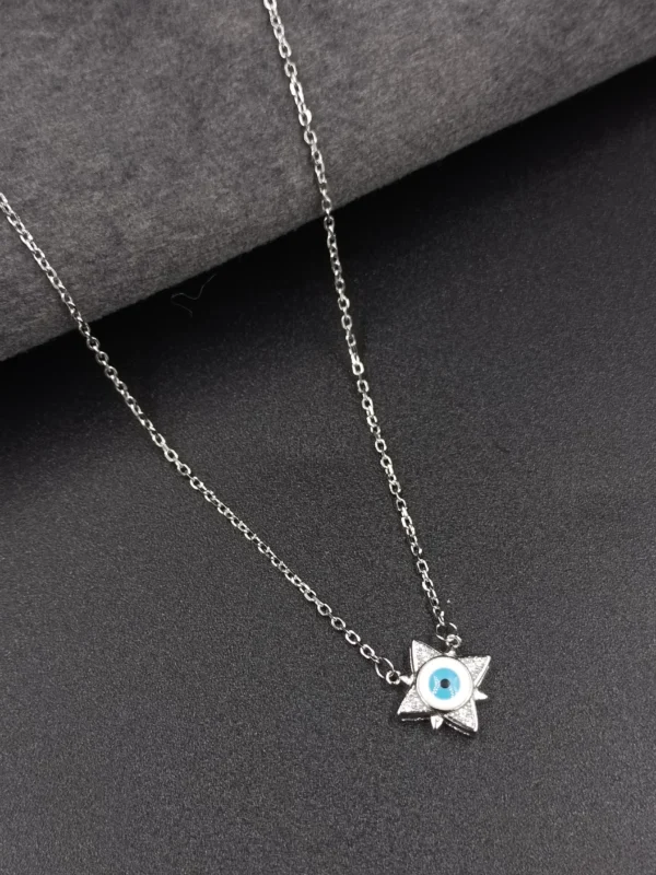 Silver Chain with Star-Shaped Evil Eye Pendant