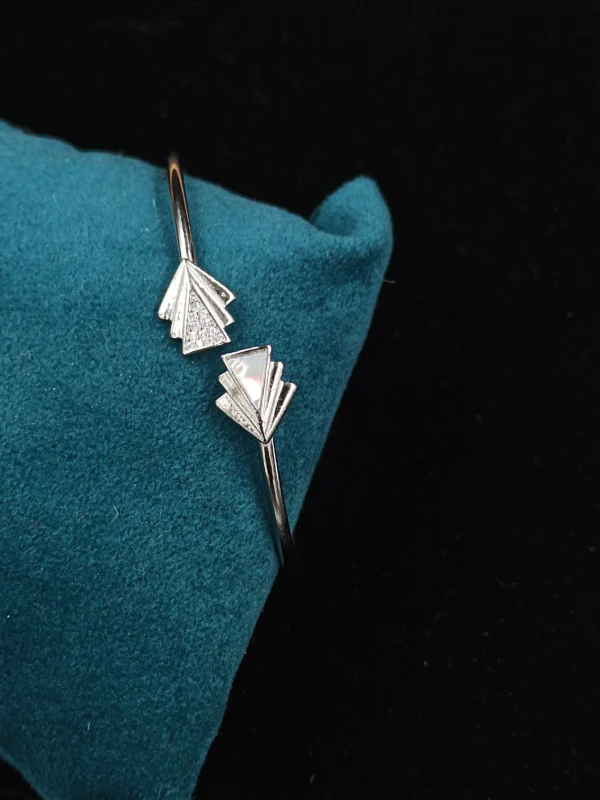 Silver Kada with Layered Fan Design