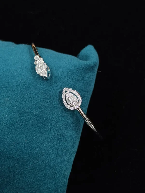 Elegant Silver Kada with Tear Drop Stones
