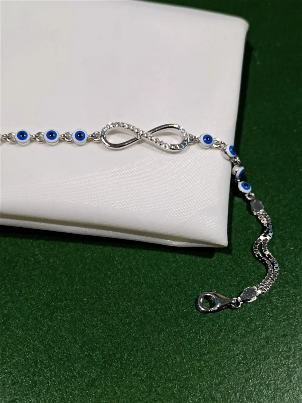 Evil Eye Silver Bracelet with Infinity Charm
