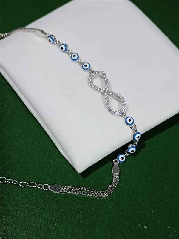 Silver Bracelet with Infinity Evil Eye Charm