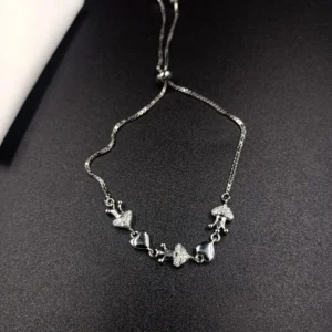 Adjustable Silver Bracelet with Heart Charms