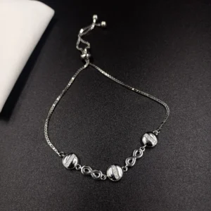 Adjustable Silver Bracelet with Infinity Charms