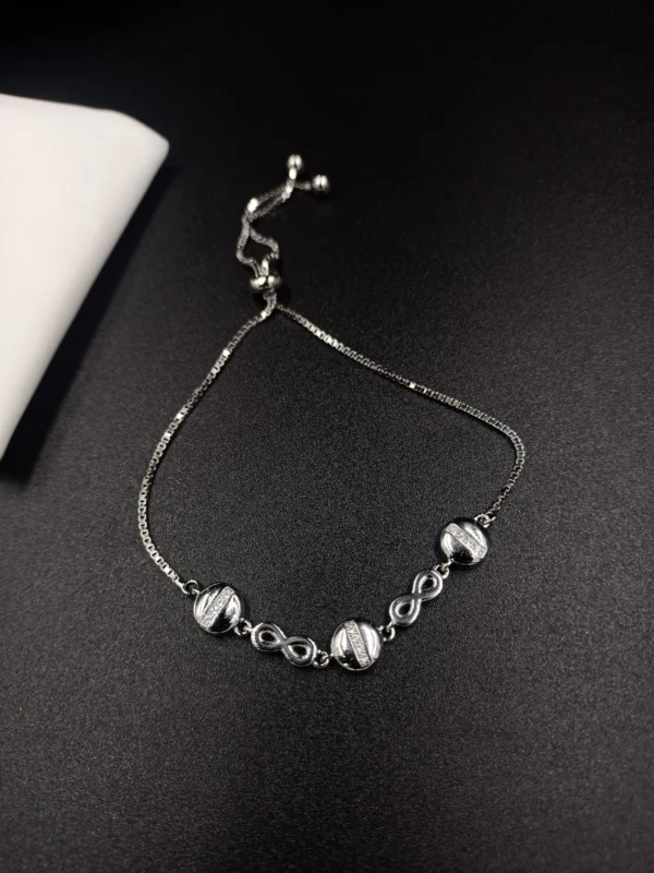 Adjustable Silver Bracelet with Infinity Charms