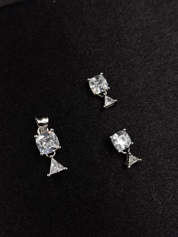 Elegant Silver Pendant Set with CZ Stones