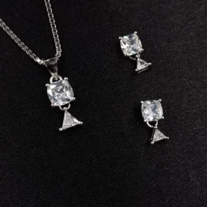 Elegant Silver Pendant Set with CZ Stones