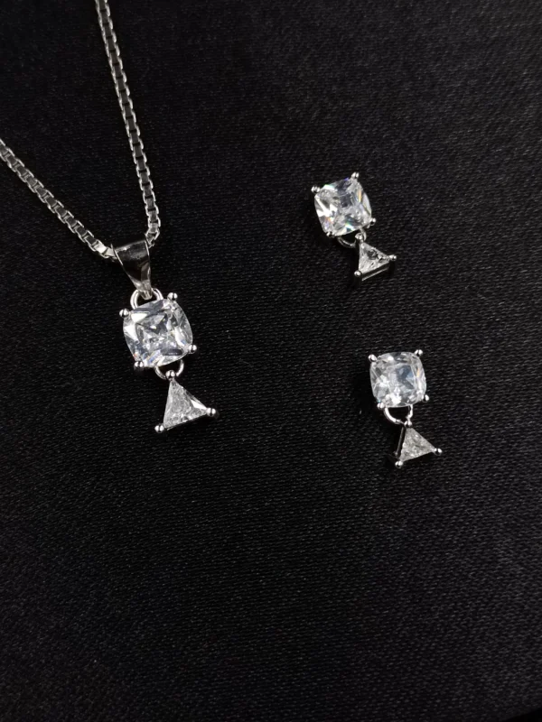 Elegant Silver Pendant Set with CZ Stones