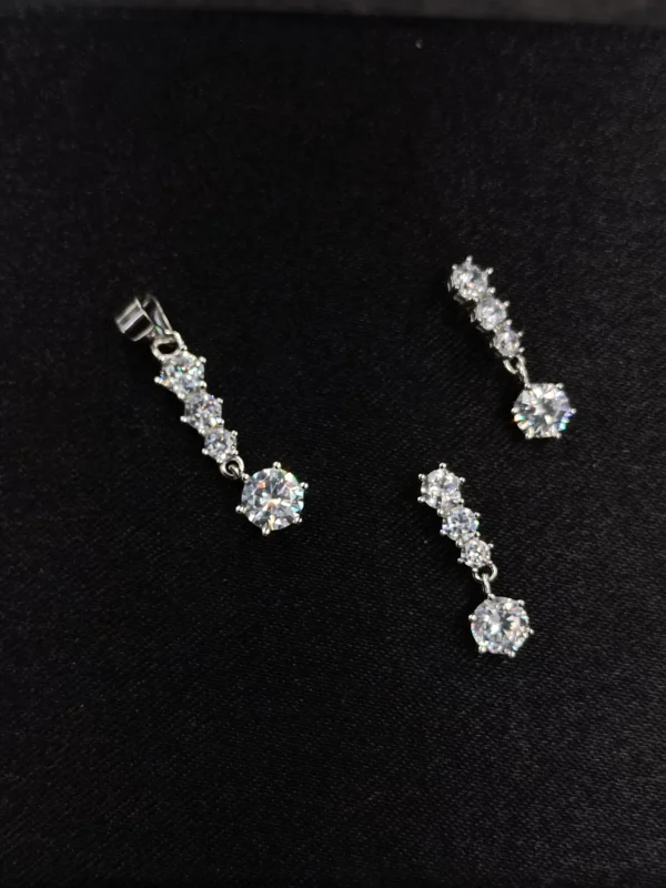 Silver Pendant Set with Round CZ Stones