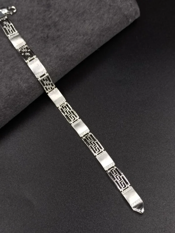 Silver Gents Bracelet with Maze Link Design