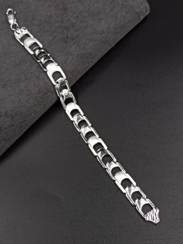 Silver Gents Bracelet with Cut-Out Link Design