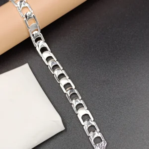 Silver Gents Bracelet with Cut-Out Link Design