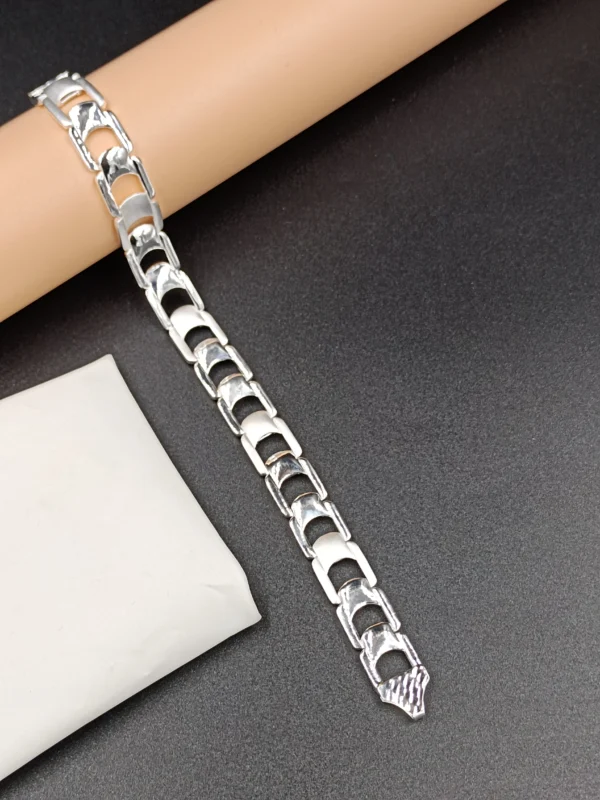 Silver Gents Bracelet with Cut-Out Link Design