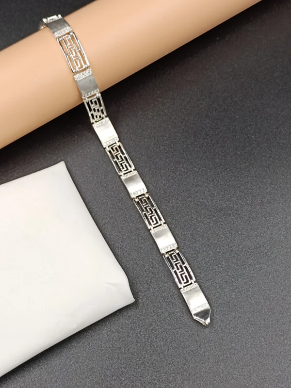 Silver Gents Bracelet with Maze Link Design