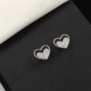 Heart Shaped Silver Earrings for Women