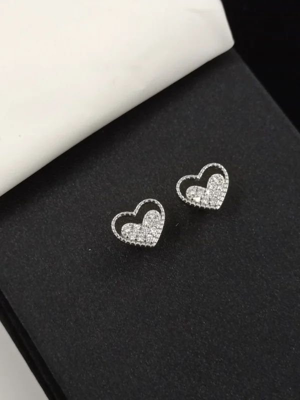 Heart Shaped Silver Earrings for Women