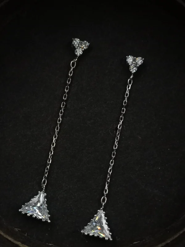 Triangle Drop Silver Earrings for Women