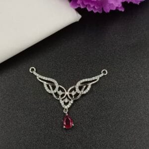 Red Teardrop Designer Silver Pendant