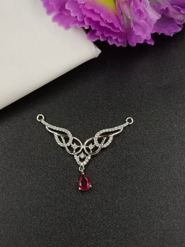 Red Teardrop Designer Silver Pendant