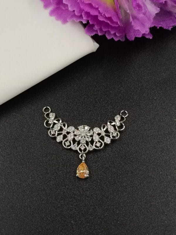 Yellow Oval Designer Silver Pendant