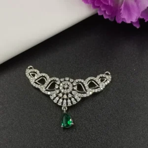 Silver Pendant with Green Drop Stone