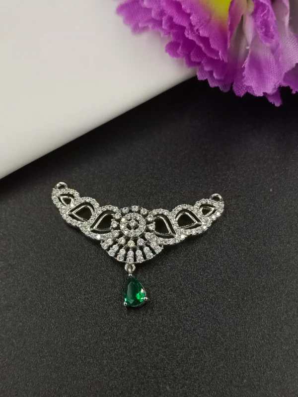 Silver Pendant with Green Drop Stone