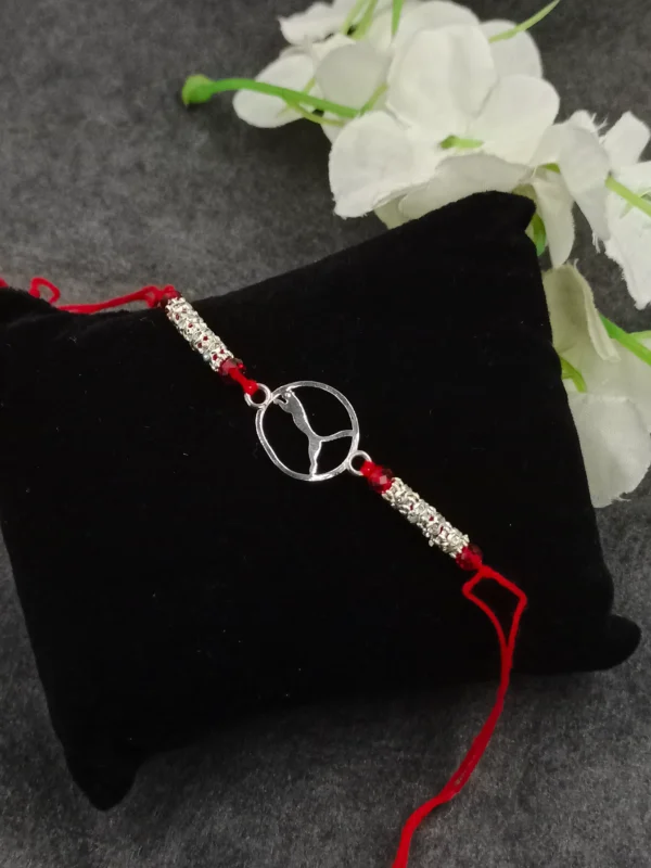 Stylish Jaguar Design Silver Rakhi