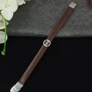 Brown Leather Silver Bracelet with RAM Charm