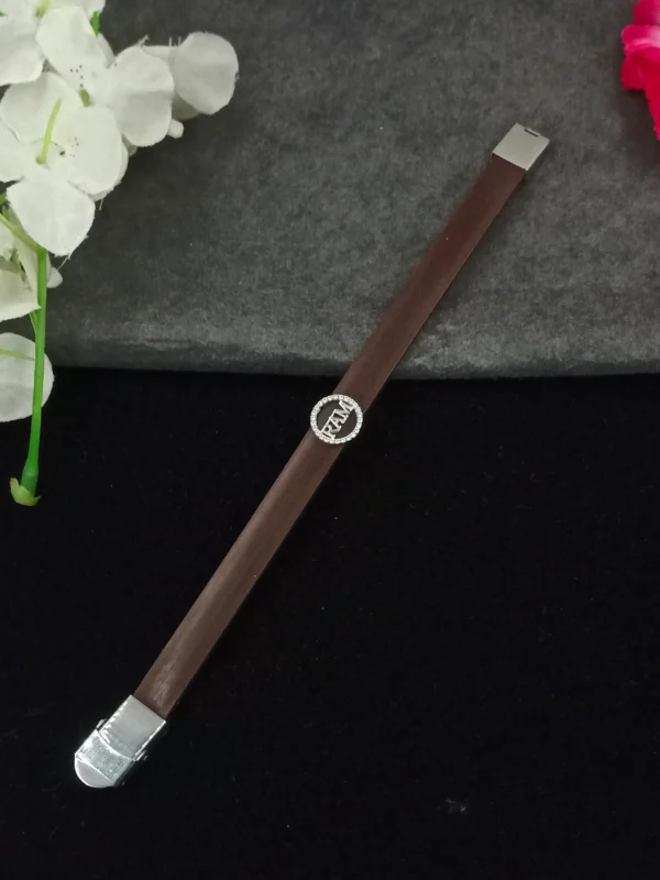 Brown Leather Silver Bracelet with RAM Charm