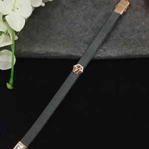 Black Silver Bracelet with Jaguar Charm