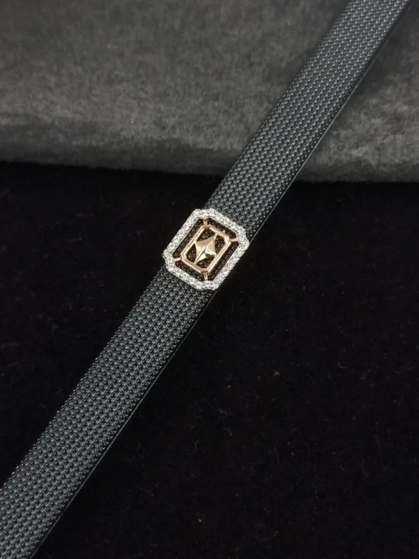 Black Silver Bracelet with Crystal Charm